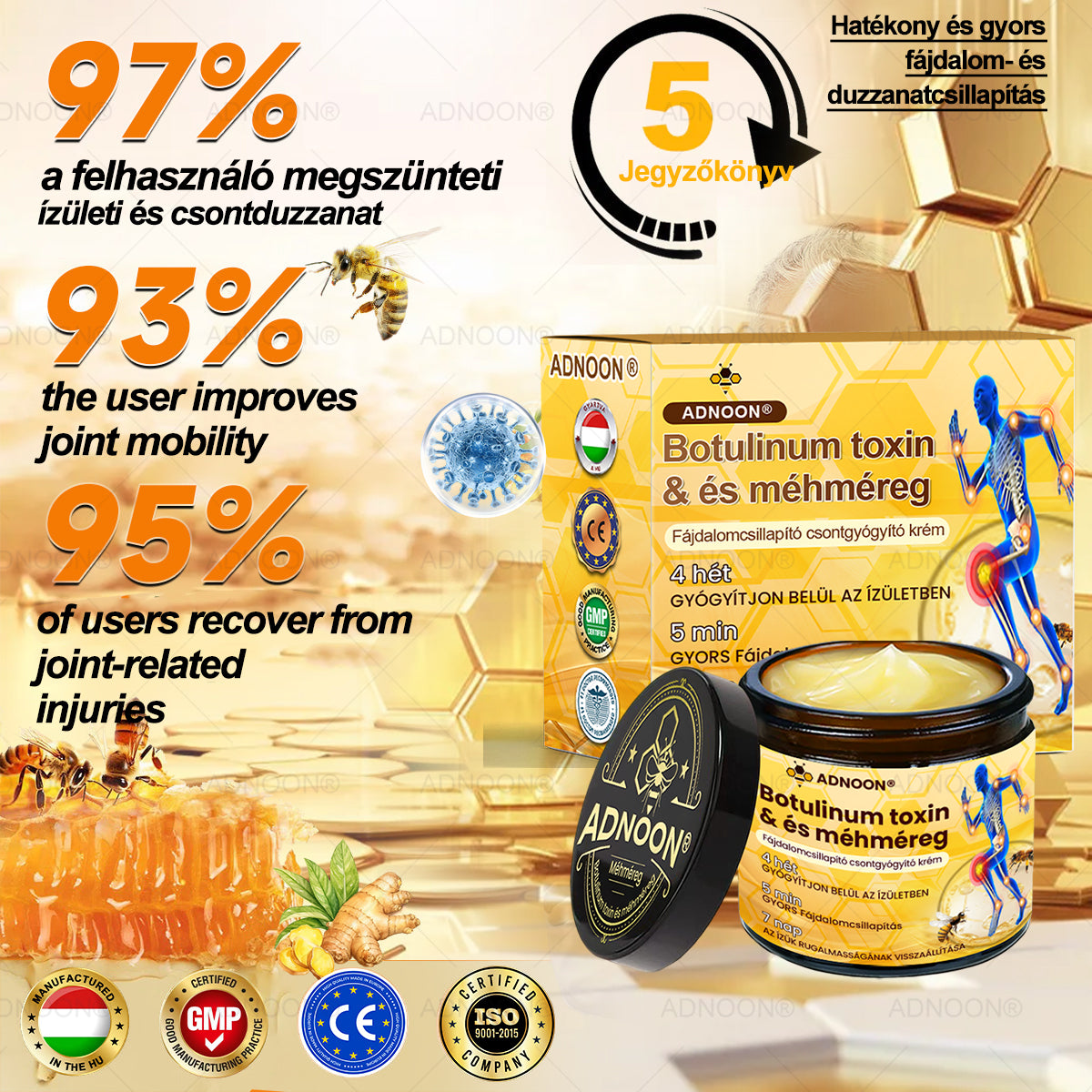 ⭐ADNOON® Botulinum Toxin & Méhméreg Fájdalomcsillapító Csontgyógyító Krém👨‍⚕️