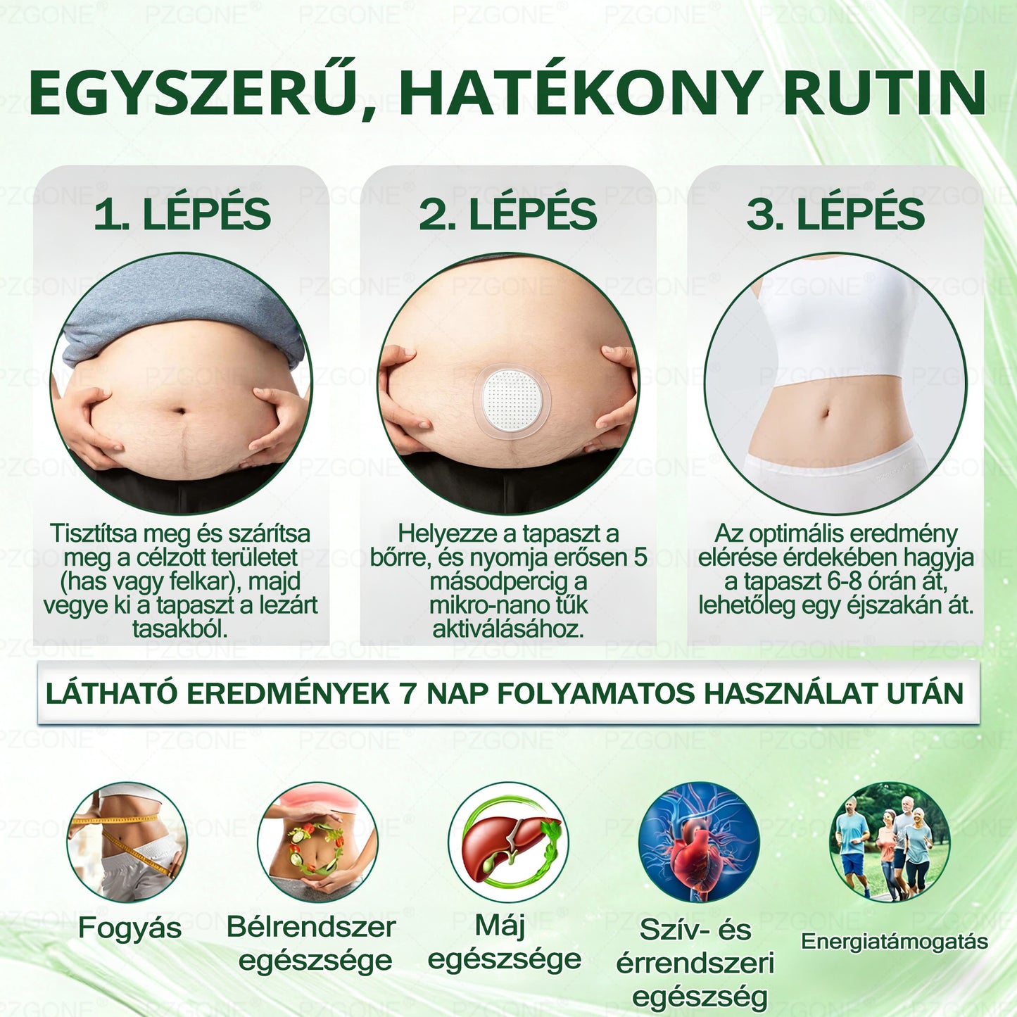 ⭐🎁 𝐏𝐙𝐆𝐎𝐍𝐄® Szuperélelmiszer Nano mikrotűs tapasz | 🇭🇺 A Magyarország és az EU egészségügyi előírásaival összhangban · 👩‍⚕️ Orvosi szakemberek ajánlásával